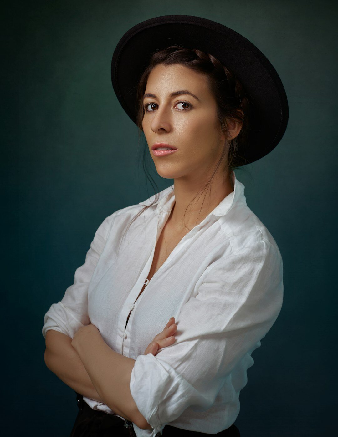 Studio portrait of a woman field producer